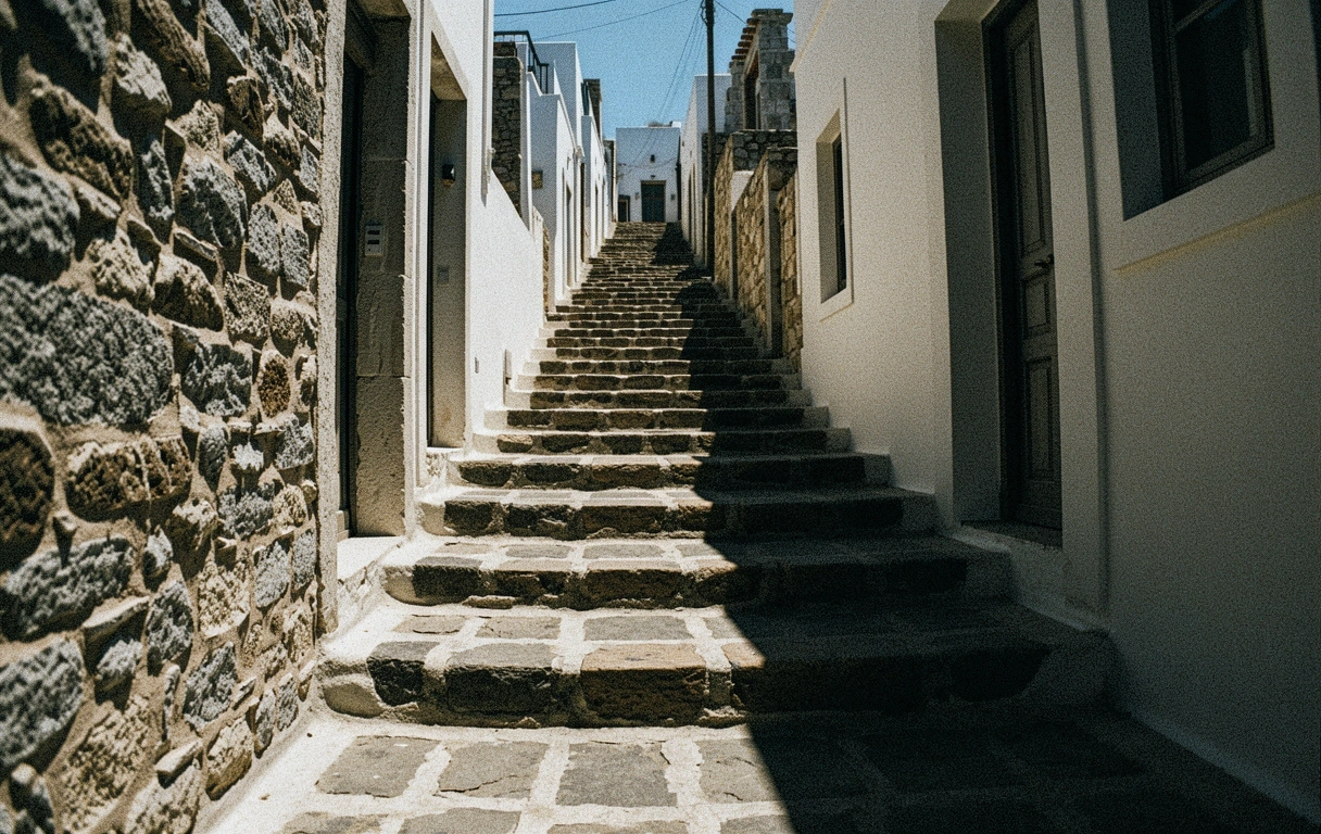 Steep hills and stone steps of the Athenian landscape