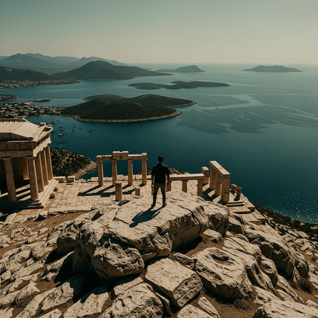 Person overlooking the Athens horizon